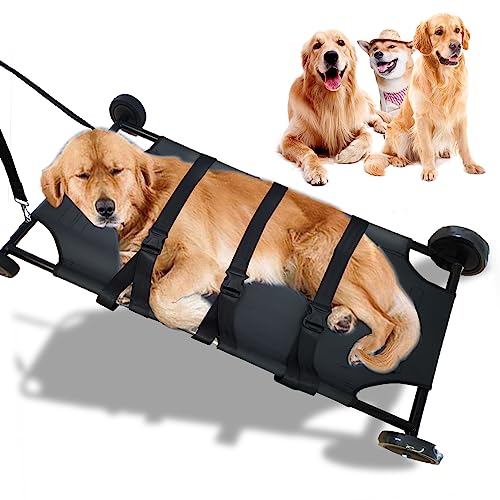 Tuntrol Hundestretcher für große Hunde mit 4 Rädern, 114,4 x 55,9 cm Haustier-Transportwagen Tiergurney Carrier von TUNTROL