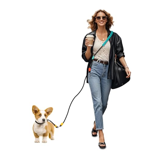 TUOWO, Freihändige Hundeleine, Doppelleine,Jogging Hundeleine,verstellbare Hundeleine 2 Meter,mit Halsband,geeignet für große,mittelgroße und kleine Hunde zum Joggen und Spazierengehen (5-50 kg). (1) von TUOWO