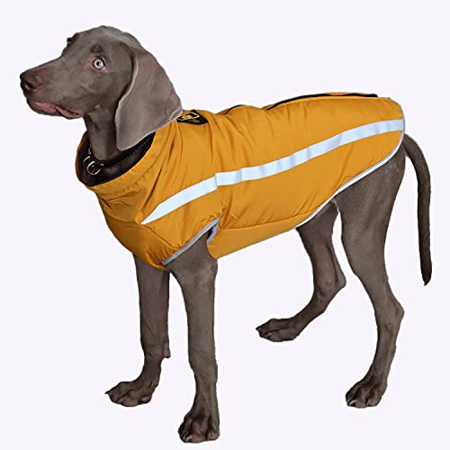 TUOYX Warme Weste mit Hundegeschirr,Warme Haustier Jacke, Wasserdicht und reflektierendHaustier Kleidung Winterjacke Hunde Mantel für Kleine Mittlere Große Hunde (5XL, Gelb) von TUOYX