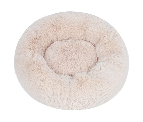 Hunde Bett Katzenbett Hundebett Flauschig Herbst Und Winter Verdickter Plüsch, Runde Haustierstreumatte, Tiefschlaf-katzenstreu, Hundenest, Kleine Und Mittelgroße Hunde, Hellbraun, 120 Cm [2700 G von TUPMITUPO