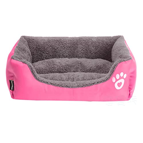 Hunde Bett Katzenbett Hundehütte, Katzenhütte, Bonbonfarbenes Katzenbett, Hundebett, Haustierbett, Haustierbett, Winterwarme Haustiernestmatte, Rosafarbenes Rotes Quadrat, Größe 3xl: 110 × 85 Cm von TUPMITUPO