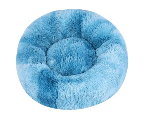 TUPMITUPO Hunde Bett Katzenbett Herbst Und Winter, Verdickter Plüsch, Rund, Haustier-nestmatte, Tiefschlaf, Katzennest, Hundenest, Kleine Und Mittelgroße Hunde, Tie-dye, Dunkelblau, 70 cm, 1050 G von TUPMITUPO