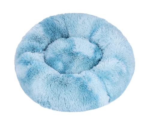 TUPMITUPO Hunde Bett Katzenbett Herbst Und Winter, Verdickter Plüsch, Rund, Haustier-nestmatte, Tiefschlaf-katzennest, Hundenest, Kleine Und Mittelgroße Hunde, Tie-dye Haze Blue, 50 cm【620 G von TUPMITUPO