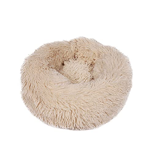 TUPMITUPO Hunde Bett Katzenbett Hundebett Flauschig Abnehmbare Und Waschbare Runde Plüsch Hundehütte Und Katzenhütte Für Vier Jahreszeiten, Hundematte, Katzenmatte, Haustiermatte, Beige, 40cm von TUPMITUPO