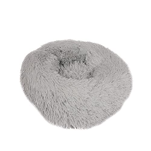 TUPMITUPO Hunde Bett Katzenbett Hundebett Flauschig Abnehmbare Und Waschbare Runde Plüsch Hundehütte Und Katzenhütte Für Vier Jahreszeiten, Hundematte, Katzenmatte, Haustiermatte, Hellgrau, 40cm von TUPMITUPO