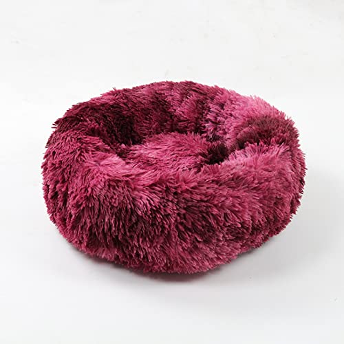 TUPMITUPO Hunde Bett Katzenbett Hundebett Flauschig Deep Sleep Hundehütte, Katzenhütte, Langhaarhütte Rund, Herbst- Und Winterstreu, Katzenmatratze, Kleiner Und Mittelgroßer Hund, Gebatikt Rot, 50cm von TUPMITUPO