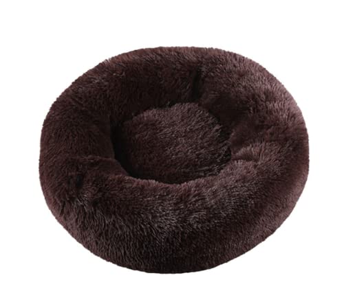 TUPMITUPO Hunde Bett Katzenbett Hundebett Flauschig Herbst Und Winter, Verdickter Plüsch, Rund, Haustier-nestmatte, Tiefschlaf, Katzennest, Hundenest, Kleine Und Mittlere Hunde, Braun, 90 cm, 1600 G von TUPMITUPO