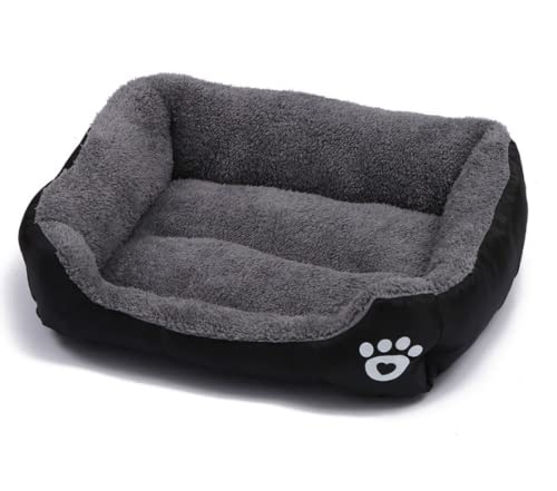 TUPMITUPO Hunde Bett Katzenbett Hundebett Flauschig Herbst- Und Winter-haustiermatte, Haustierbett, Teddy, Haustiernest, Fußabdruck, Zwinger, Heimtierbedarf, Schwarz, L: 66 X 50 X 12 cm von TUPMITUPO