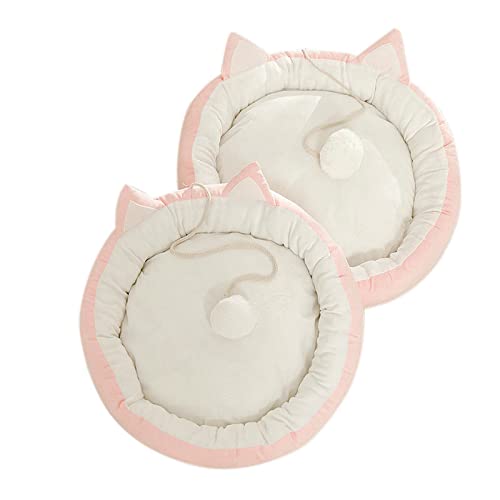 TUPMITUPO Hunde Bett Katzenbett Hundebett Flauschig Pet Supplies Katzenohr Kleine Hundehütte Winterfell Katzentoilette, Rosa Weiß, Größe M: 36 cm von TUPMITUPO