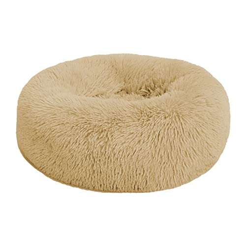 TUPMITUPO Hunde Bett Katzenbett Hundebett Flauschig Pet Supplies Rundes Katzennest Herbst Und Winter, Warmes Plüsch-haustiernest, Baumwollnest, Hundematte, Aprikosenfarbe, Durchmesser 60 cm von TUPMITUPO