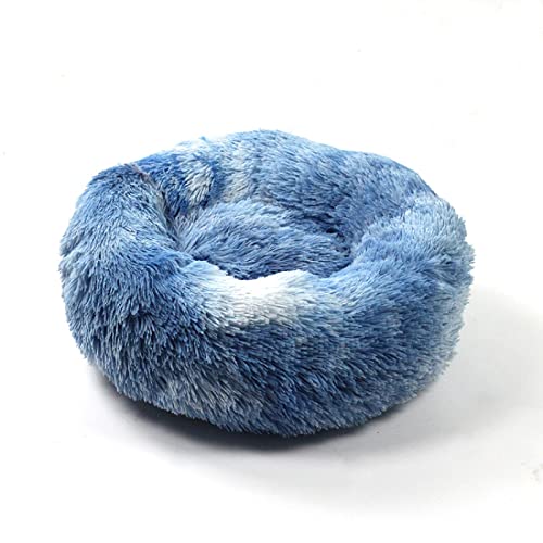 TUPMITUPO Hunde Bett Katzenbett Hundebett Flauschig Runde Herbst Und Winter Tiefschlaf Hundehütte Haustierhütte Plüsch Hundematte Katzenmatte Haustiermatte, Tie-dye Dunkelblau, 40 von TUPMITUPO