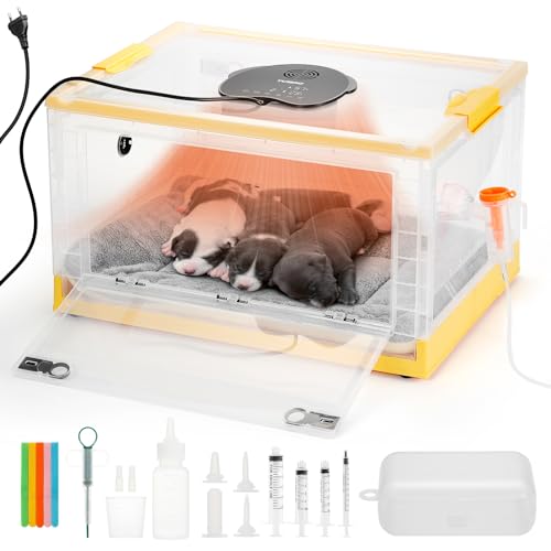 TURBRO 85L Brutkasten/Inkubator für Welpen, Kätzchen, mit präziser Heizungs- und Gebläsesteuerung, multifunktionales LED-Panel, Temperatur- und Feuchtigkeitsüberwachung von TURBRO