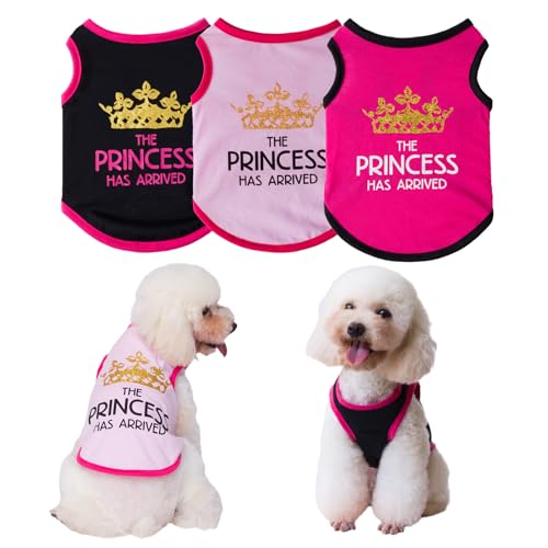 3 Stück Hund T-Shirt Haustier Mama Shirts Prinzessin gedruckt niedlich weich Welpe Sweatshirt Sommer atmungsaktiv Weste Kleidung Kleidung Mode Bekleidung Strand Wear für kleine Hund und Katze, XL von TVMALL