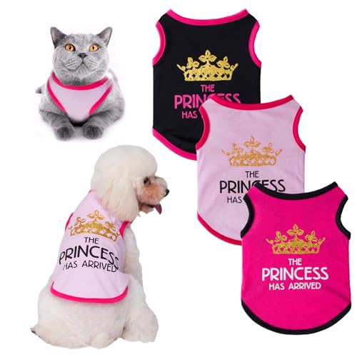 3 Stück Hundeshirts für Kleine Hunde Sommer Basic T-Shirt Atmungsaktive Welpenkleidung Weiche gemütliche Kurzarm-T-Shirt Haustier Mädchen Prinzessin Kleidung Pullover Chihuahua Kleidung, S von TVMALL