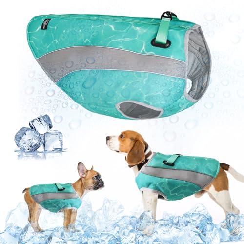 2 in 1 Winterhundemantel und Sommer Hundekühlweste Geschirr reflektierende Kühljacke, leichte Hundemantel mit Verdunstungskühlungs-Mikrofasertechnologie für Outdoor, Jagd, Training und Camping von TVMALL