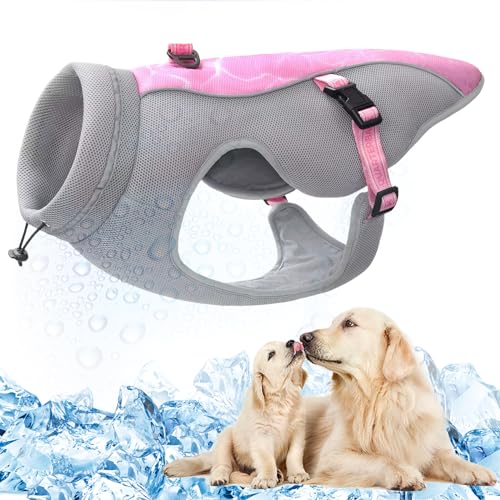 TVMALL Atmungsaktive Hundekühlweste Geschirr Sommer Mesh Walking Hund Kühler Jacke mit D-Ring Verdunstungs Sumpf kühlen Mantel Sicherheit reflektierende Weste für kleine mittlere große Hunde, Rosa TVMALL Atmungsaktive Hundekühlweste Geschirr Sommer Mesh Walking Hund Kühler Jacke mit D-Ring Verdunstungs Sumpf kühlen Mantel Sicherheit reflektierende Weste für kleine mittlere große Hunde, Rosa von TVMALL
