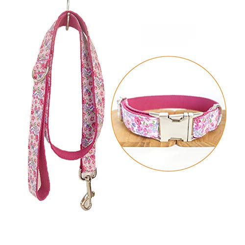 TVMALL Hund Set Halsband verstellbar Outdoor Pet Leine Seil Set Halsband Bohemian-Stil Hundehalsband für mittelgroße und Kleine Hunde(Blumenfee Rosa,M) von TVMALL