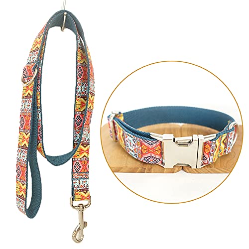 TVMALL Hund Set Halsband verstellbar Outdoor Pet Leine Seil Set Halsband Bohemian-Stil Hundehalsband für mittelgroße und Kleine Hunde(Böhmisches Cyan,M) von TVMALL