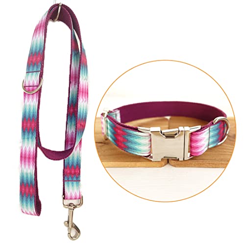 TVMALL Hund Set Halsband verstellbar Outdoor Pet Leine Seil Set Halsband Bohemian-Stil Hundehalsband für mittelgroße und Kleine Hunde(Pfau Lila,XL) von TVMALL