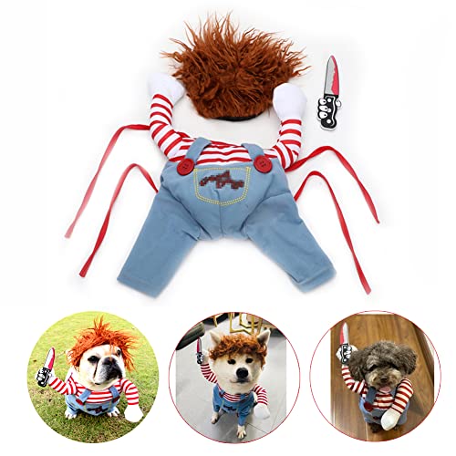 TVMALL Lustiges Hundekostüm, Halloween, Cosplay, Puppe, Chucky, Verkleidung für Hunde, zum Tragen eines Hutes, Partys, Weihnachten, geeignet für große und kleine Hunde (L) von TVMALL