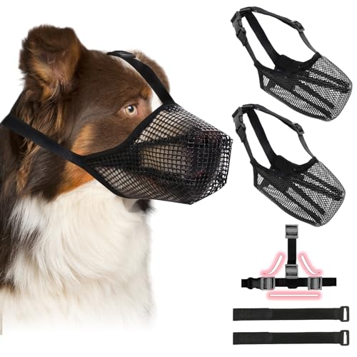 2pcs Maulkorb für Hunde, Atmungsaktive Maske PE-Material, Weich/Mesh/Atmungsaktiv/Verstellbar, Verhindert BeißEn, Kauen Bellen, Geeignet Zum Laufen Kleiner, Mittlerer Großer Hunde L (L) von TW1TGOFT