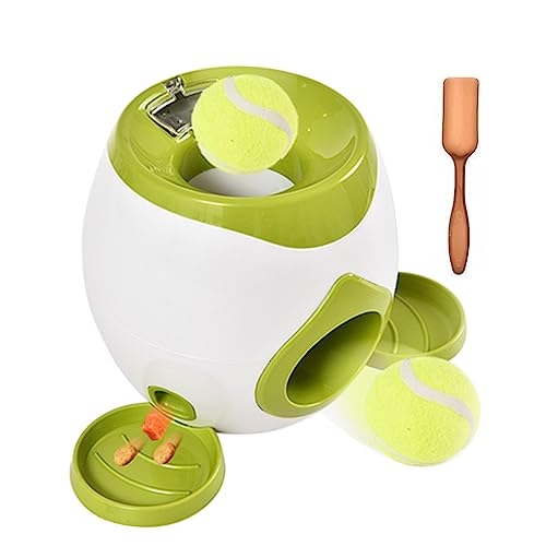 Dog Tennis Food Reward, Hunde Tennisfutter Belohnungsmaschine mit Flacher Fütterungsschale, Interaktives Training Smart Feeder für Hundetraining (Grün) von TWSOUL