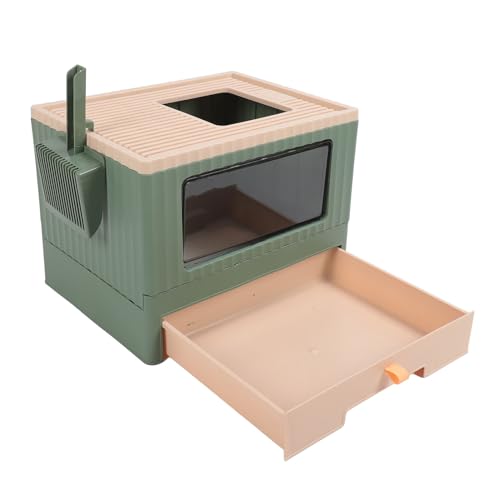 Faltbare, Geschlossene Katzentoilette – Spritzwassergeschützte Katzentoilette mit Zugang von Oben und Desodorierungsfunktion, 33 X 43 X 33 cm (Grün) von TYCIONG