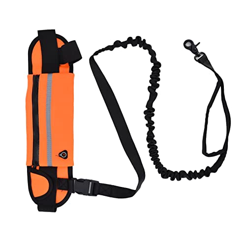 Hände- Hundeleine, abnehmbare Reißverschlusstasche, reflektierendes Streifen-Design, Hände, Hundeleine mit flexibler Taille zum Spazierengehen, Orange von TYCIONG