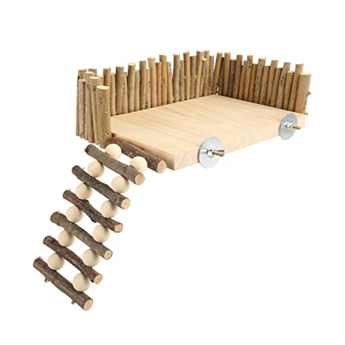 TYCIONG Hamster-Kletterspielzeug, DIY-Spielplattform aus Holz mit Zaun, Holz-Hamster-Spielplatz, Kleintier-Kauspielzeug Als (Schraubentyp) von TYCIONG