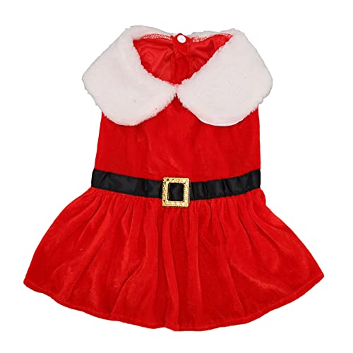 Hunde-Weihnachtskleid, Atmungsaktiv, Elastisch, Winterkleidung für Haustiere, Weihnachtsmann, Rotes Samtkleid, Weihnachts-Outfits für Kleine Welpen (L) von TYCIONG