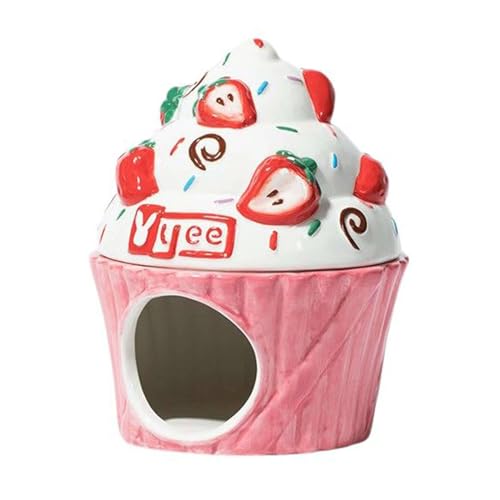 Hamsterversteck Aus Keramik, Niedliches Cupcake-Zwerghamsterhaus, Hamsterhütte Versteck Lebensraum Dekor-Rosa-klein von TYMYYS