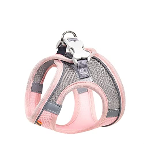 Hundegeschirr Hundegeschirr Kleidung Weste Brust Katzenhalsbänder Seil Kleine Hunde Reflektierend Atmungsaktiv Einstellbar Outdoor Walking Pet Supplies Leine (Color : Ice Peach, Size : M 4-7kg) von TYNXK