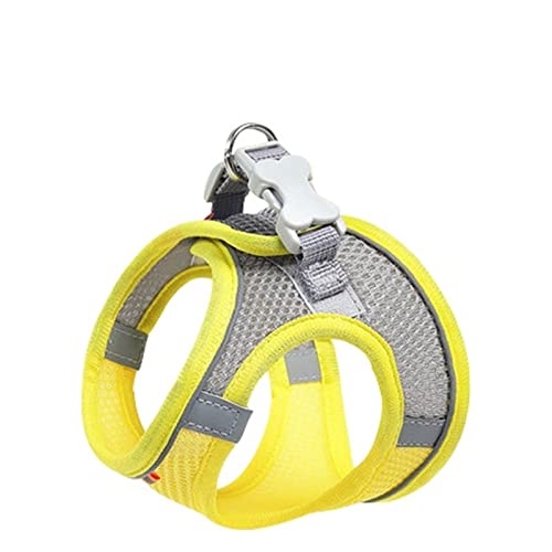 Hundegeschirr Hundegeschirr Kleidung Weste Brust Katzenhalsbänder Seil Kleine Hunde Reflektierend Atmungsaktiv Einstellbar Outdoor Walking Pet Supplies Leine (Color : Lemon Yellow, Size : S 2.5-4kg von TYNXK