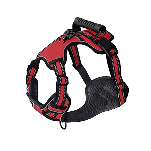 Hundegeschirr Hundegeschirr No Pull Atmungsaktive Reflektierende Haustiergeschirrweste for Kleine Große Hunde Outdoor Walking Training Hundezubehör Leine (Color : Red, Size : XL) von TYNXK