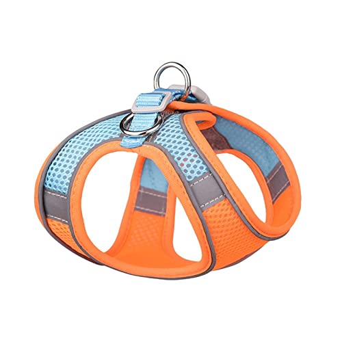 Hundegeschirr Reflektierendes Hundegeschirr mit Leine, verstellbares Nylon-Geschirr, atmungsaktive Halsbänder for Chihuahua, kleine und große Hunde Leine (Color : 11-Orange Blue, Size : L) von TYNXK