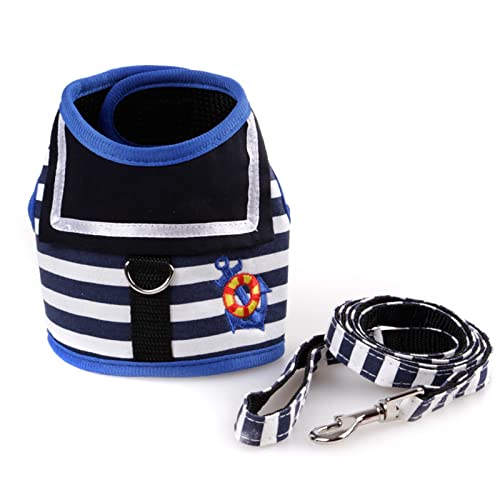 Hundegeschirr Verstellbares Hundehalsband, Leine, kreativer Anzug, Brustgurt, sicheres Zugseil for kleine, mittelgroße Hunde und Katzen Leine (Color : Blue, Size : S) von TYNXK