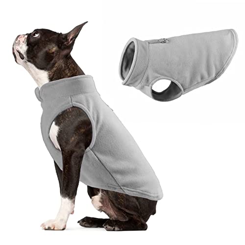 Hunde Fleece Weste Jacke Haustier Hundekleider Hunde Kleidung Warm für Kleine Mittel Große Hunde Grau M von TYONMUJO