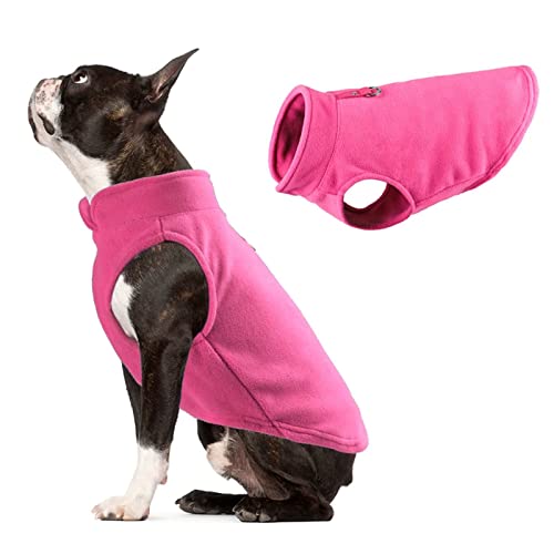 Hunde Fleece Weste Jacke Haustier Hunde Kleidung Warm für Kleine Mittel Große Hunde Rosa L von TYONMUJO