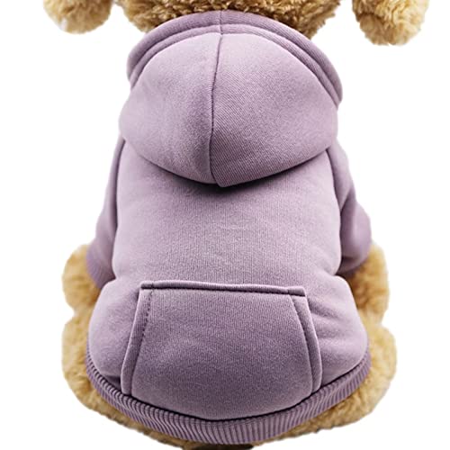 Hunde-Kapuzenpullover mit Tasche Haustier Warmer Pullover für Winter Kleine Mittlere Hunde Welpenmantel Hundebekleidung Lila 2X von TYONMUJO