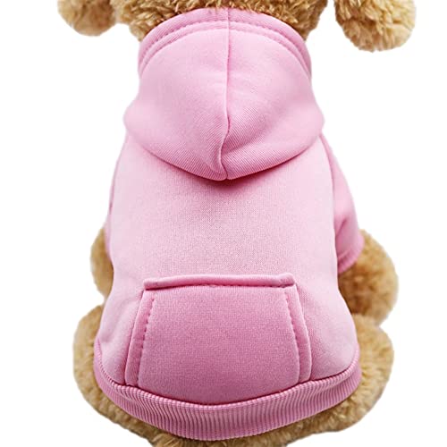 Hunde-Kapuzenpullover mit Tasche Haustier Warmer Pullover für Winter Kleine Mittlere Hunde Welpenmantel Rosa 2X von TYONMUJO