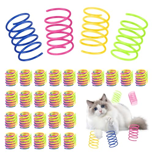 TYSM-CC 100-teiliges Katzenfederspielzeug-Set, Cat Spring Spielzeug, Kunststoff Spiralfedern für Katzen, Kätzchen, Haustiere zum Spielen von TYSM-CC