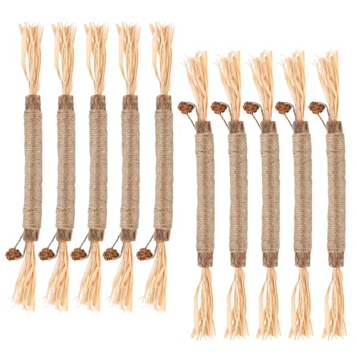 TYSM-CC 10 Stück Katzenminze Sticks, Katzen Zahnpflege Spielzeug, Natürliche Katzen Kau-Sticks zur Katzen Zahnpflege und Gegen Mundgeruch von TYSM-CC