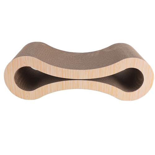 TYTOGE Cat Scratcher Lounge Schützt Möbel aus Wellpappe, Katzenbett aus Kratzpappe, Extra Dick, Ergonomisches Kratzpad (Helle Holzmaserung) von TYTOGE