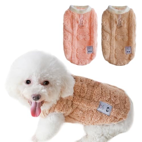 TYXHXTF 2 Pcs Hundepullover für kleine Hunde Katzen, Winter Warme Hunde Pullover mit D-Ring (Braun+Rosa) von TYXHXTF