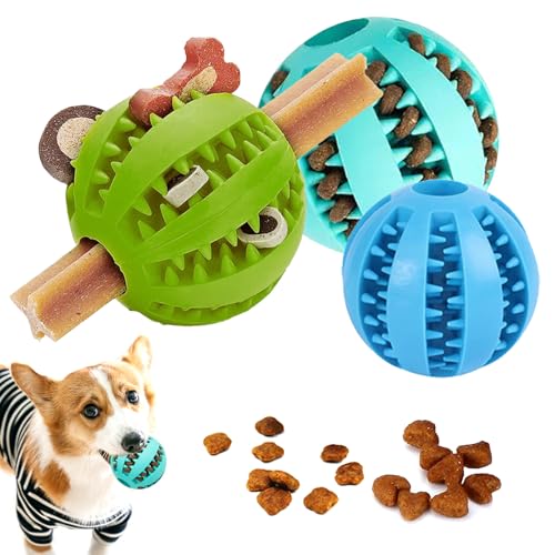 TYXHXTF 3 Pcs Hundeball, Hundespielzeug mit Zahnpflege, Interaktiver Leckerli Spender für Kleine Große Hunde, Kauspielzeug für Welpen Langeweile, 5 cm, 7 cm von TYXHXTF