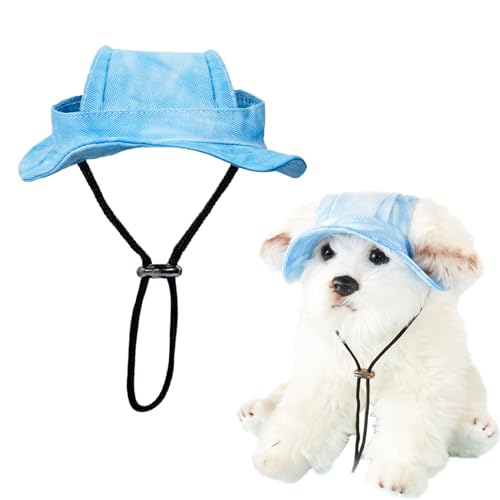 TYXHXTF Hunde Baseballmütze, Hundecap mit Ohrlöchern, Hunde Mütze, Hundemütze für Hund, Basecap Verstellbar Sonnenschutz, Baseballmütze Verstellbare, Kleine und Mittlere(M, Blau) von TYXHXTF