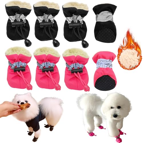 TYXHXTF Hundestiefel Paw Protector, Plüsch Paw Protectoren Hundesocken, Hundeschuhe Pfotenschutz, Weiche Sohle mit Reflektierendem Klebeband, Drinnen Warme Haustierschutz für Kleine von TYXHXTF