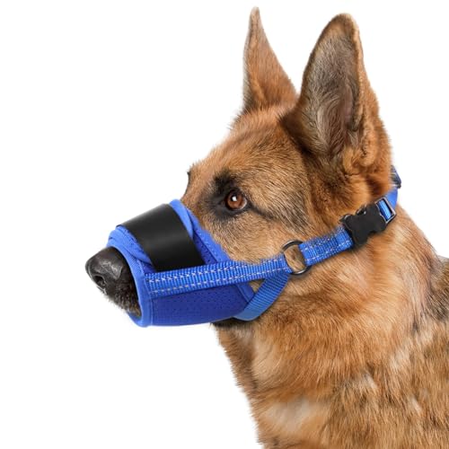 Maulkorb für Hunde, weicher Maulkorb für mittelgroße und große Hunde, um Beißen, Bellen und Kauen zu verhindern, Air-Mesh-Maulkorb mit reflektierendem und verstellbarem Gurt für mittelgroße und große von TZBEINN