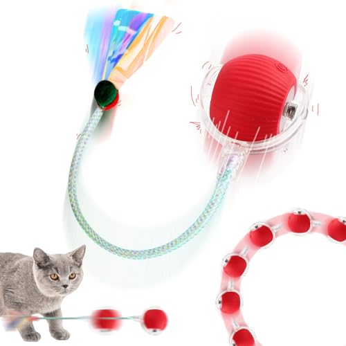 TZQFROCE Interaktives Katzenspielzeug Ball Hundespielzeug Ball Elektrisch Katzenspielzeug Elektrisch Katzenball Rollball mit Schwanz für Katzen 3 Arbeitsmodi 360° Rolling Smart Ball von TZQFROCE