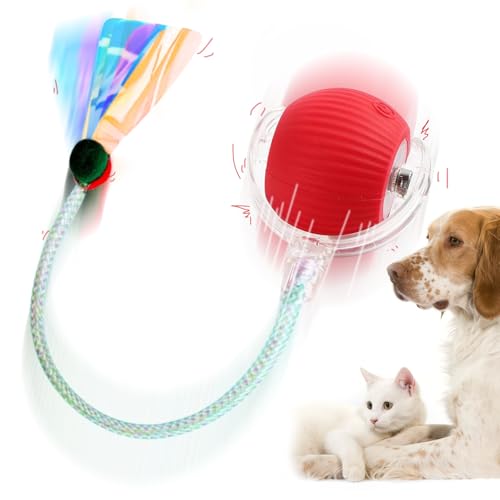 TZQFROCE Interaktives Katzenspielzeug Ball Hundespielzeug Ball Elektrisch Katzenspielzeug Elektrisch Katzenball Rollball mit Schwanz für Katzen 3 Arbeitsmodi 360° Rolling Smart Ball von TZQFROCE